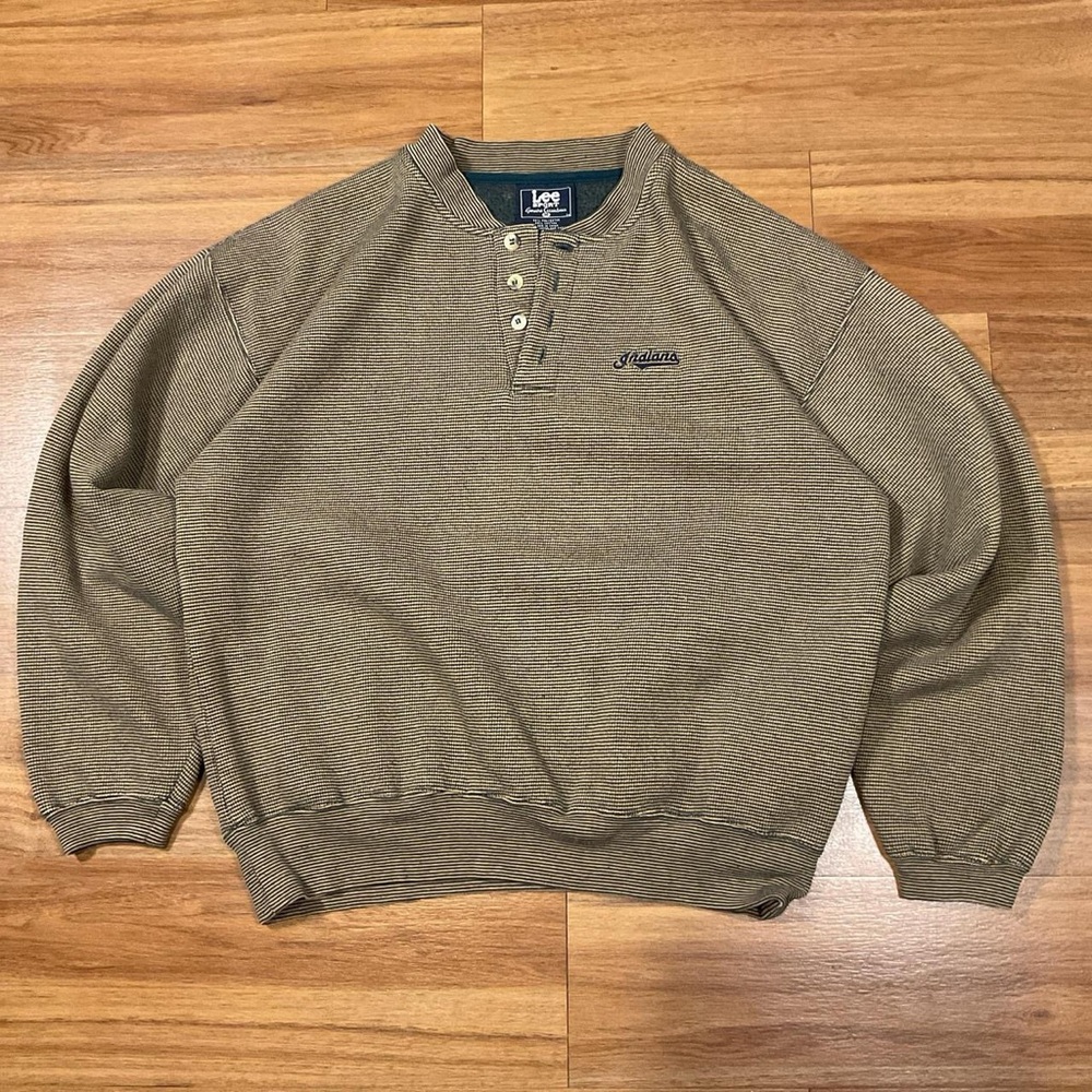 Vintage Lee Sports Cleveland Guardians Striped Quarter Medium Sweatshirt